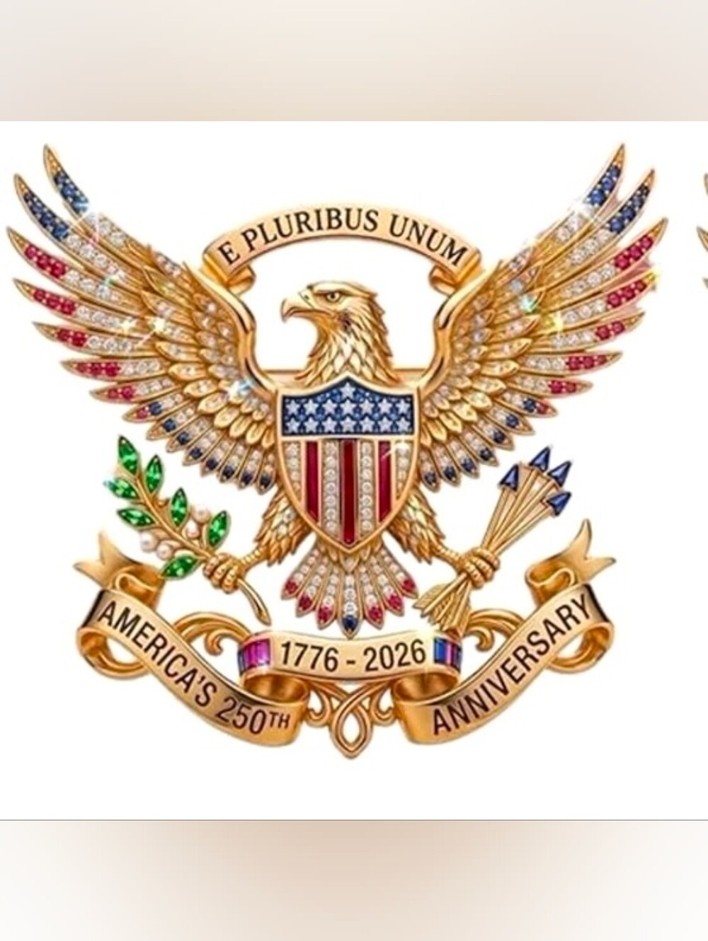 USA 250th Anniversary Brooch Pin 1776-2026, Patriotic Eagle Rhinestone Lapel Pin